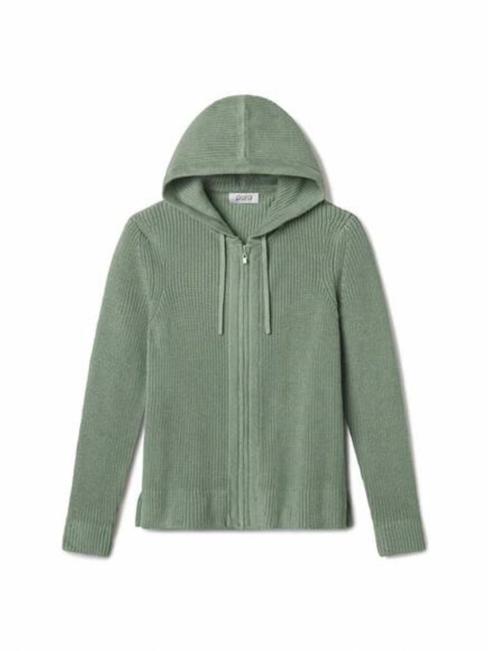 NWT Pura Cashmere Women's Fisherman Hoodie Sweater Size M Sage Green Full Zip - Picture 15 of 15